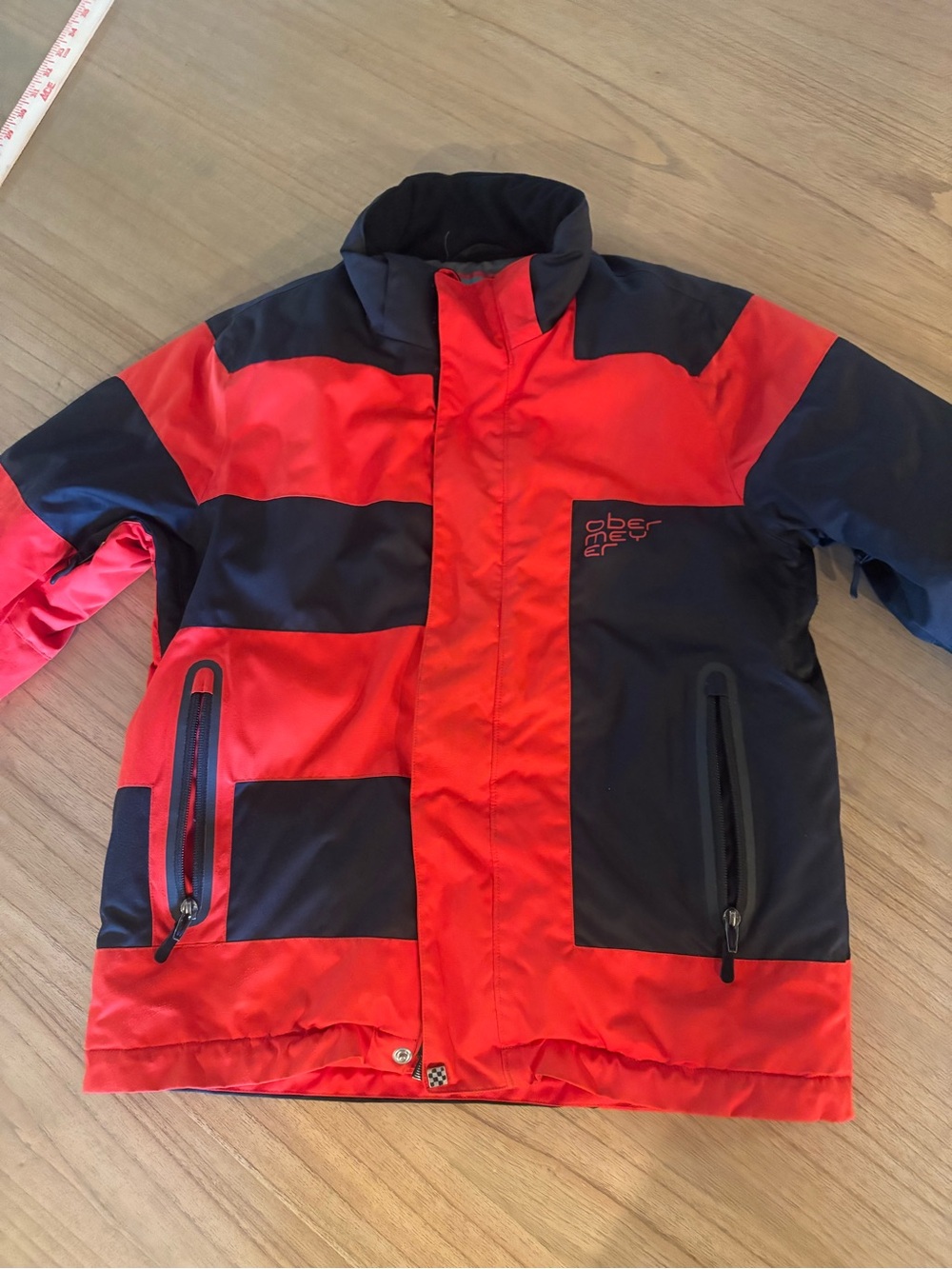Obermeyer Renegade Jacket Boys 14 Red/Black Colorblock Ski Jacket
